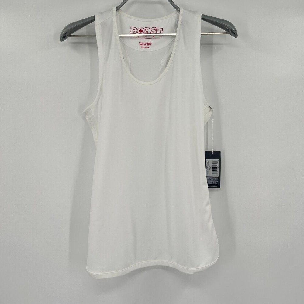 BOAST Women's White Sport Tank Racerback Top Workout sz L NWT